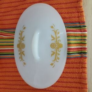 vintage Glasbake J-2275 1 quart gold on white 9 x 6 oval lid, LID ONLY